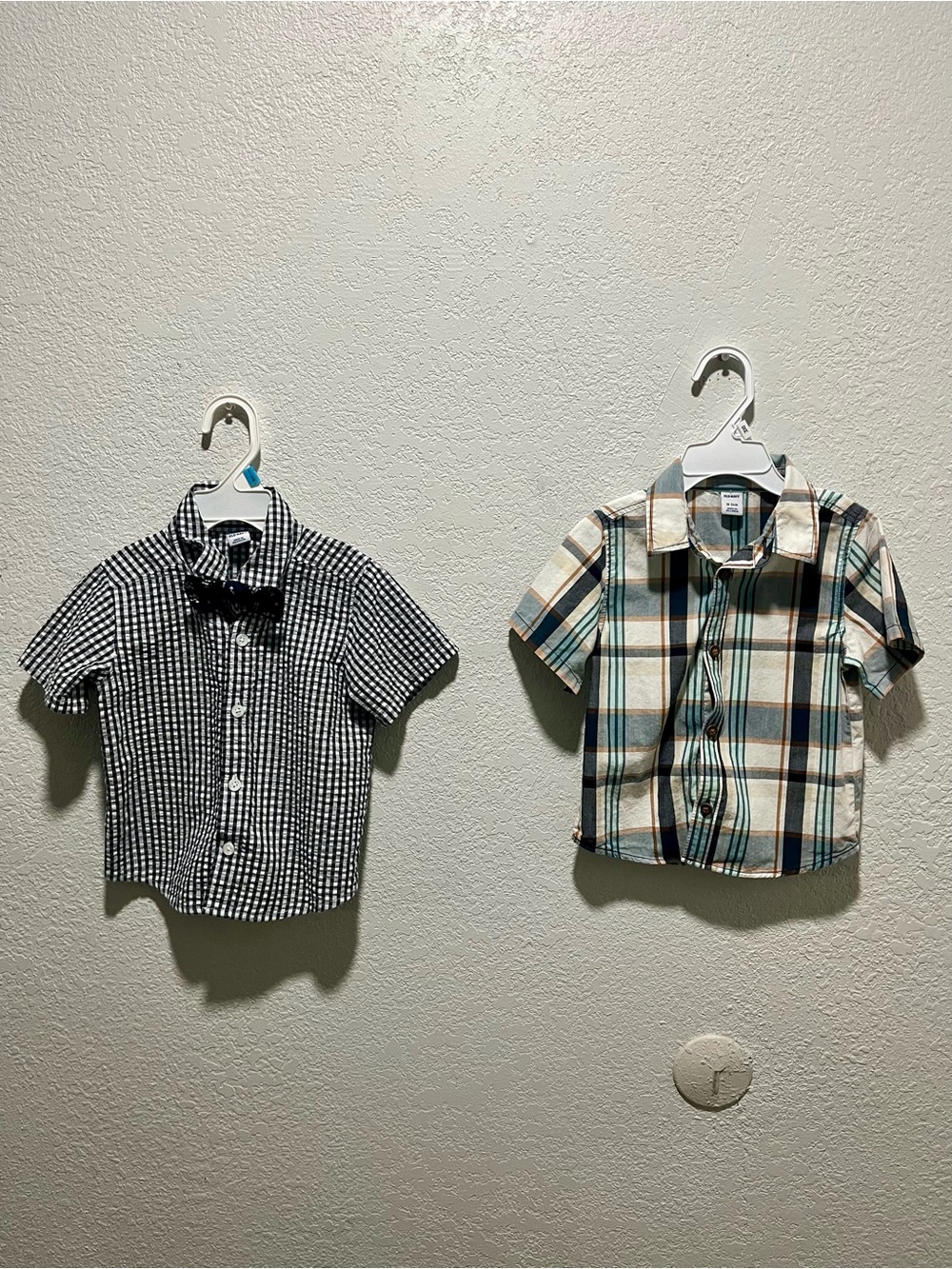 Old Navy Short-Sleeve Button-Up Shirts- Navy & Teal Plaid Set